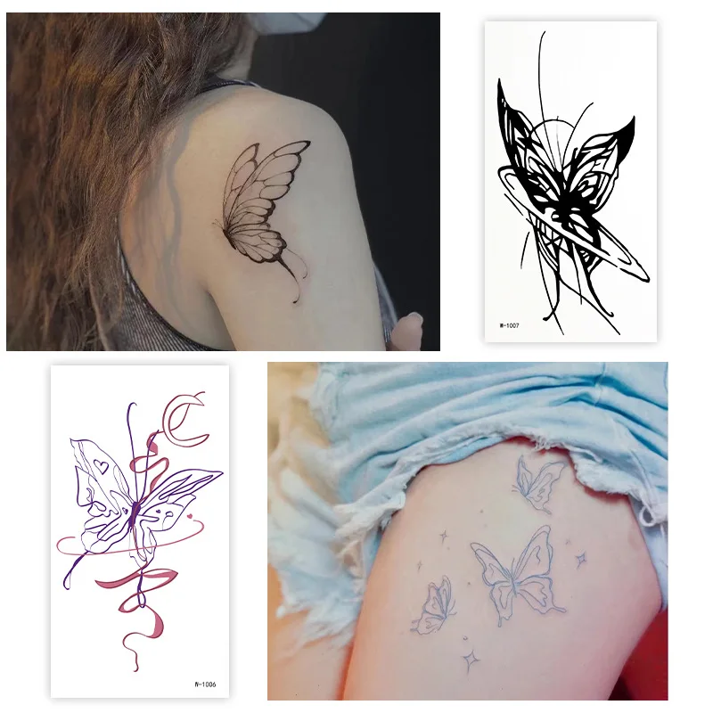 2Pcs 3D Metulj Tetovaže Nalepke, Dekleta, Ženske, Body Art Vodo Prenos Začasni Tattoo Nalepke Roko Zapestje Ponaredek Tattoo