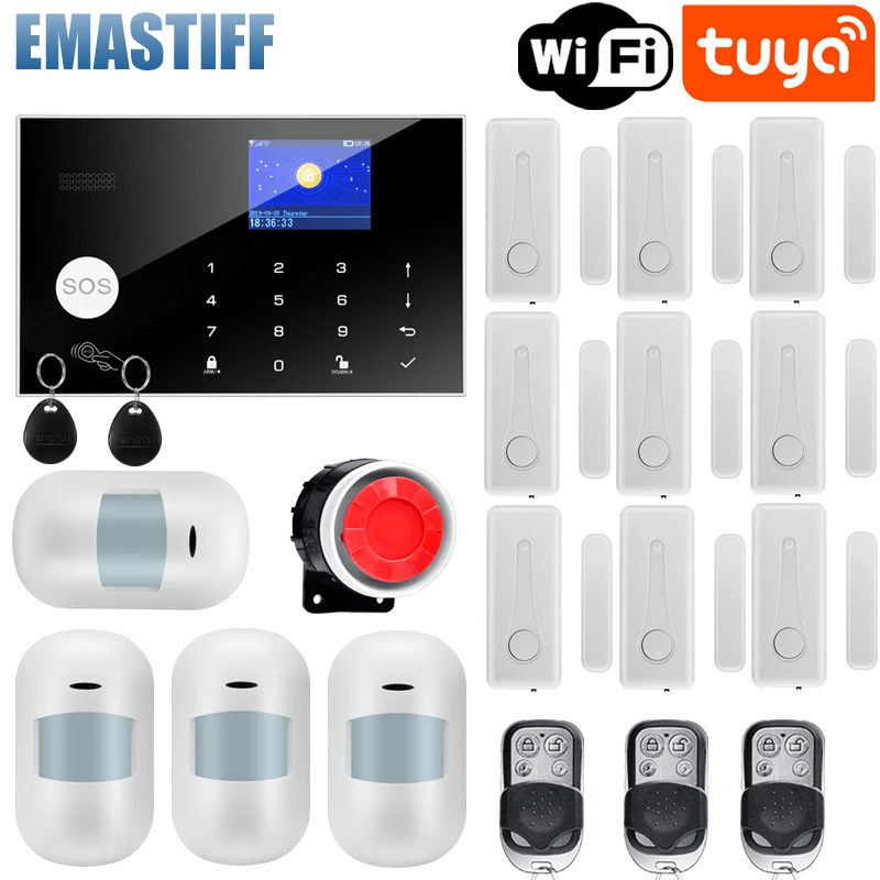 Wifi Smart Home GSM Alarmni Sistem 433MHz Brezžično Žično Protivlomni Varnostni Alarm Tuya Smart Življenje app Nadzor Brezžičnega omrežja Matične Alarm