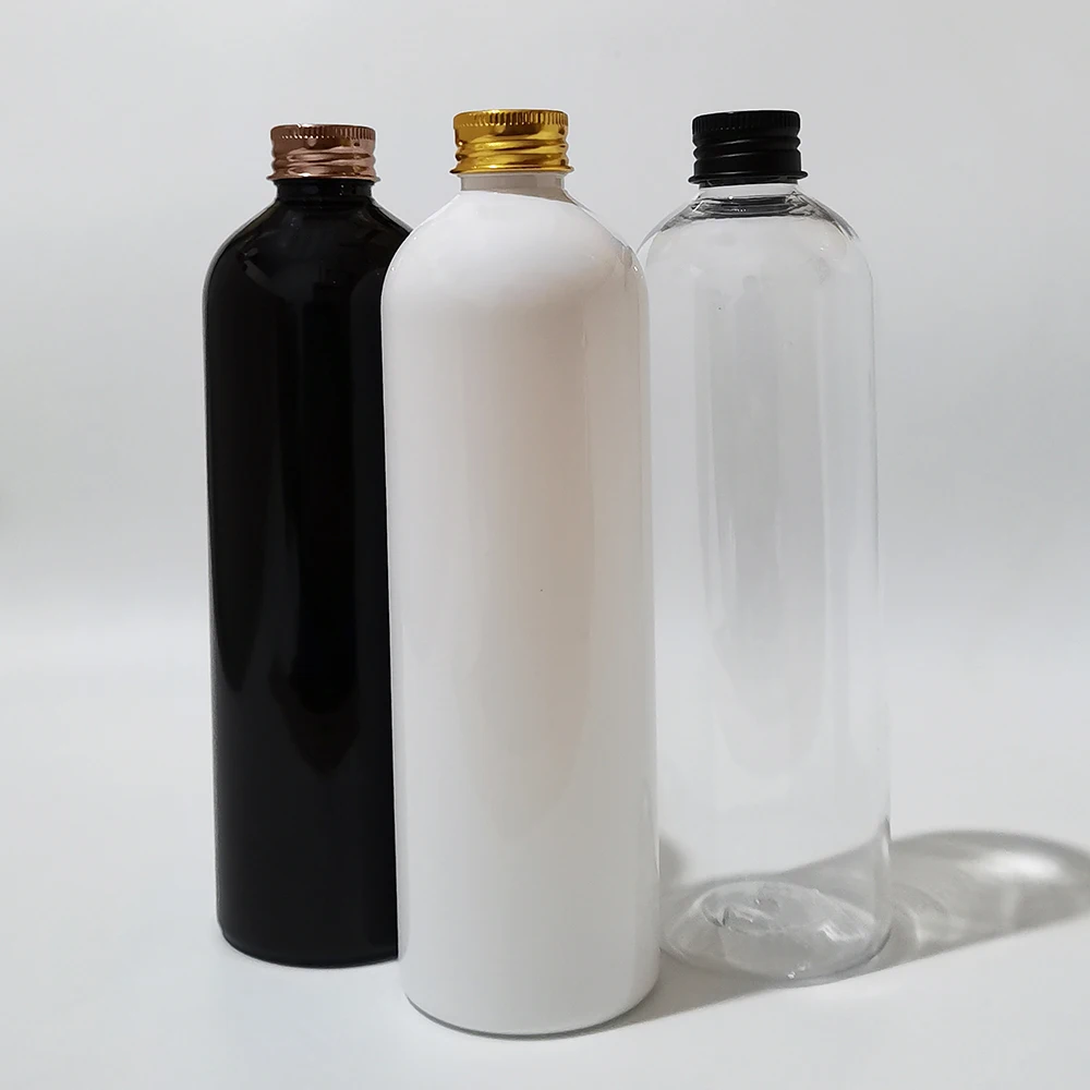 15pcs 400ml Pregledna Bela Črna Prazno Kozmetični PET Steklenice iz Aluminija S Navojnim Pokrovom,Tekoče Plastike Vzorec Steklenice/Posode