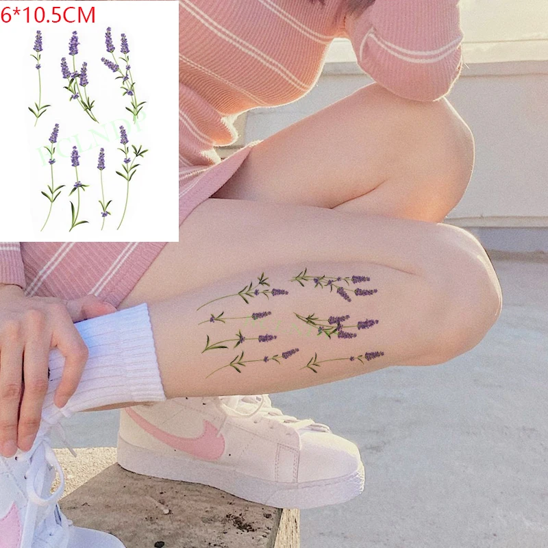 Nepremočljiva Začasni Tattoo Nalepke Vijolični Cvetovi Sivke Rastlin Body Art Flash Tatoo Ponaredek Tatoo za Ženske, Moške