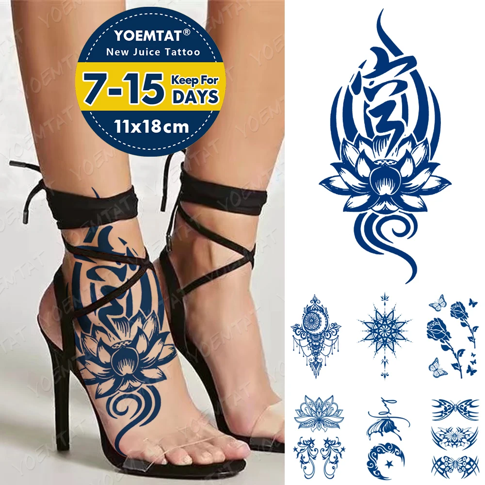 Sok Trajne Nepremočljiva Začasni Tattoo Nalepke Lotus Totem Cvet Metulj, Luna Flash Tetovaže Ženski Črnilo Body Art Ponaredek Tatto