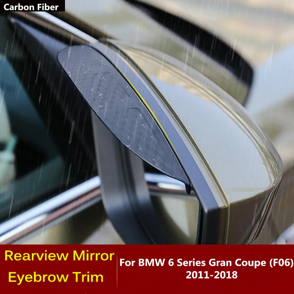 Ogljikovih Vlaken Rearview Strani Ogledalo Vizir Kritje Palico Trim Ščit Obrvi Oprema Za BMW Serije 6 Gran Coupe (F06) 2011～2018