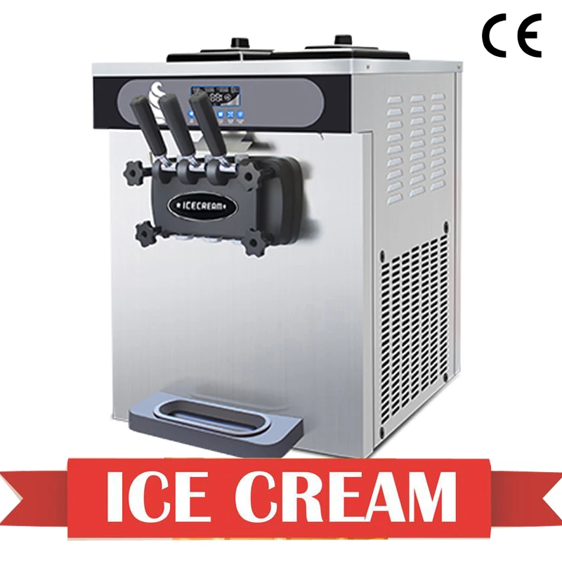 110V 220V Komercialne Soft Sladoled Pralni Namizje Zamrznjeni Jogurt 3 Okus Soft Sladoled Pralni CE Certificiranje