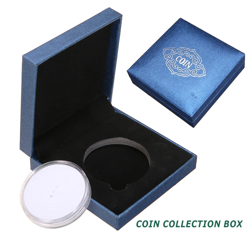 Modra Kovanec Medaljo Predstavitev Prikaže Polje Prilagodite Primeru s Kapsulo Kovanec Zaslon Primeru Dobave 92*92*30 mm