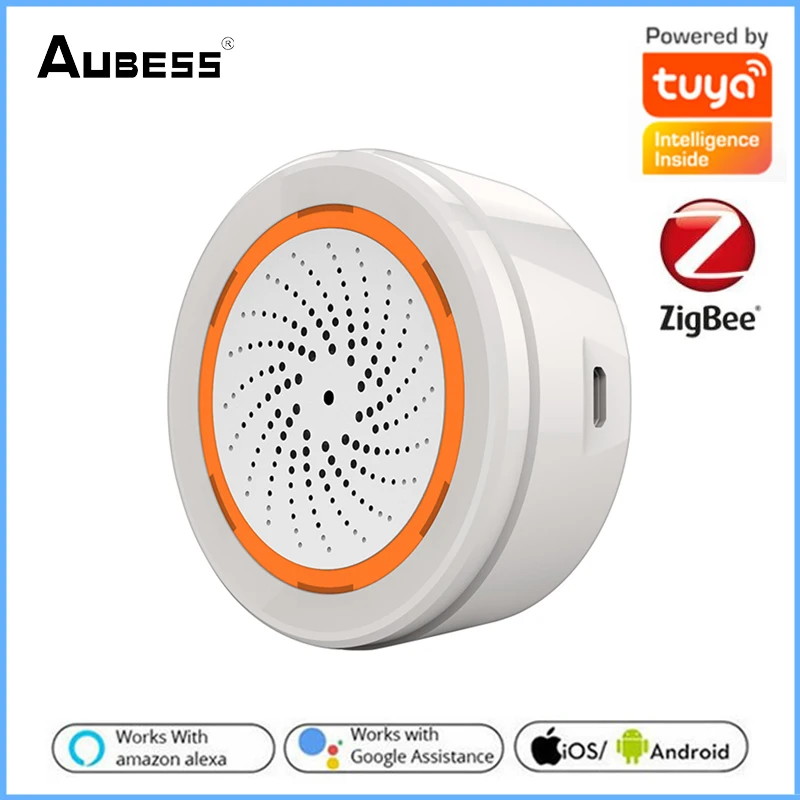 Tuya Mobilno Sireno Alarm Sound Senzor za Svetlobo Baterije Vgrajen 3 V 1 ZigBee Senzor Temperature in Vlažnosti Alarm, Sirene Pametni Dom