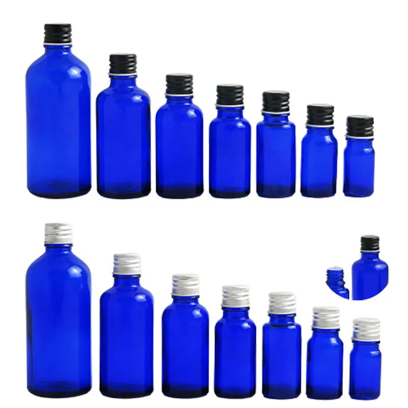 12 x 5ml 1/3 oz 1/2 oz 2/3 oz 1oz 50 ml 100 ml kobalt modro steklo eterično olje steklenice, zabojniki, embalaža, iz aluminija s pokrovi
