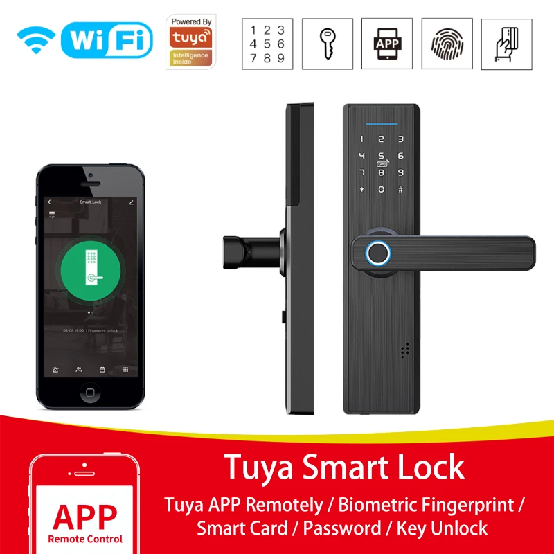 Tuya WIFI Mobilni Telefon Odkleniti Prstnih Magnetnih Kartic Ecurity Inteligentni Smart Lock Z Smart Življenje Geslo RFID Zaklepanje Vrat