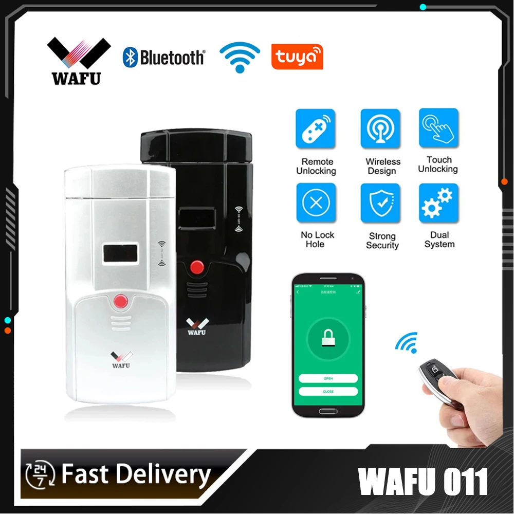 WAFU 011 Smart Zaklepanje Vrat prstni odtis Podporo Tuya Wifi Bluetooth Zaklepanje Telefona upravljalnik Daljinski upravljalnik Prstom Dotaknite Nevidno Zaklepanje