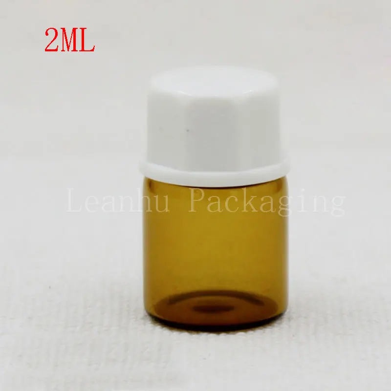 2ML Rjava Steklenička Z Belo Octagonal Skp, 2CC Toner/Parfum Vzorec Steklenico, Prazne Kozmetični Posodo (100 PC/Veliko)