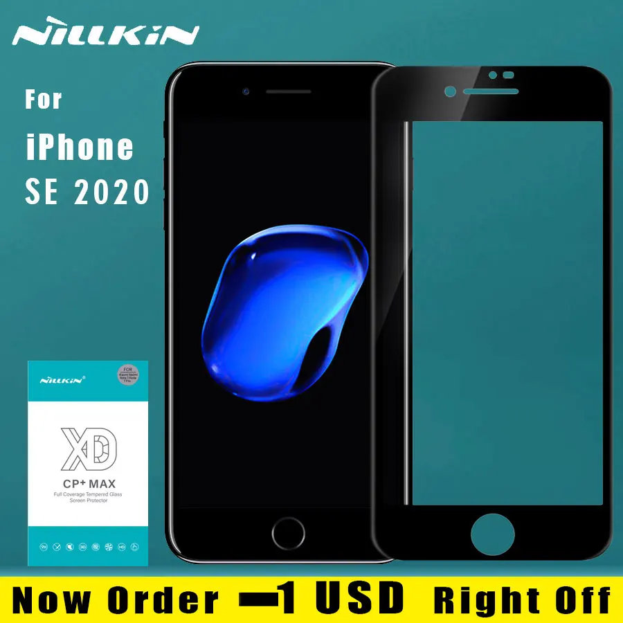 film za Apple iPhone SE 2020 Stekla Nillkin XD CP+ Max Polno Kritje 3D Kaljeno Steklo Screen Protector