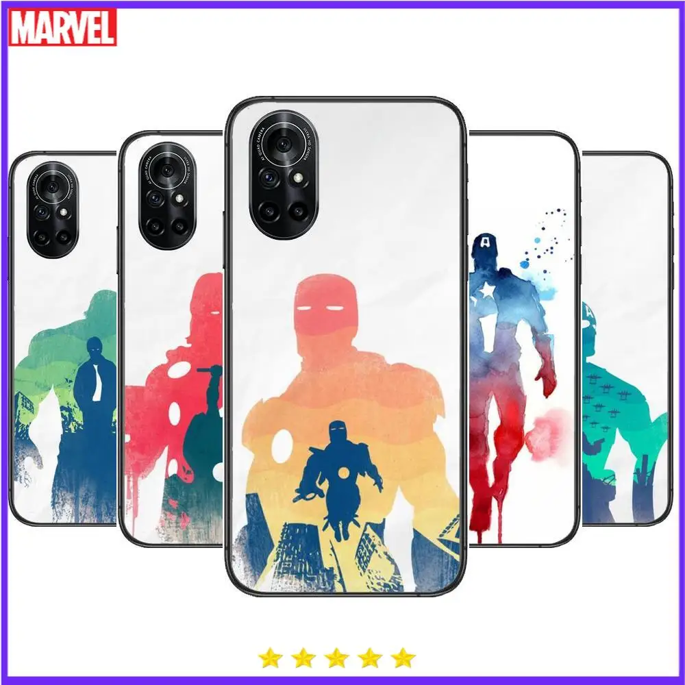 Captain America Iron Man Jasno Primeru Telefon Za Huawei Honor 20 10 9 8A 7 5T X Pro Lite 5G Črni Etui Coque Hoesjes Strip Fash d