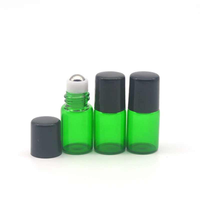 50pcs ponovno napolniti Prazne Deodorant 2ml Posode Zelena Parfum Valj Steklena embalaža Eteričnih Olje Vzorec Roll na Steklenico