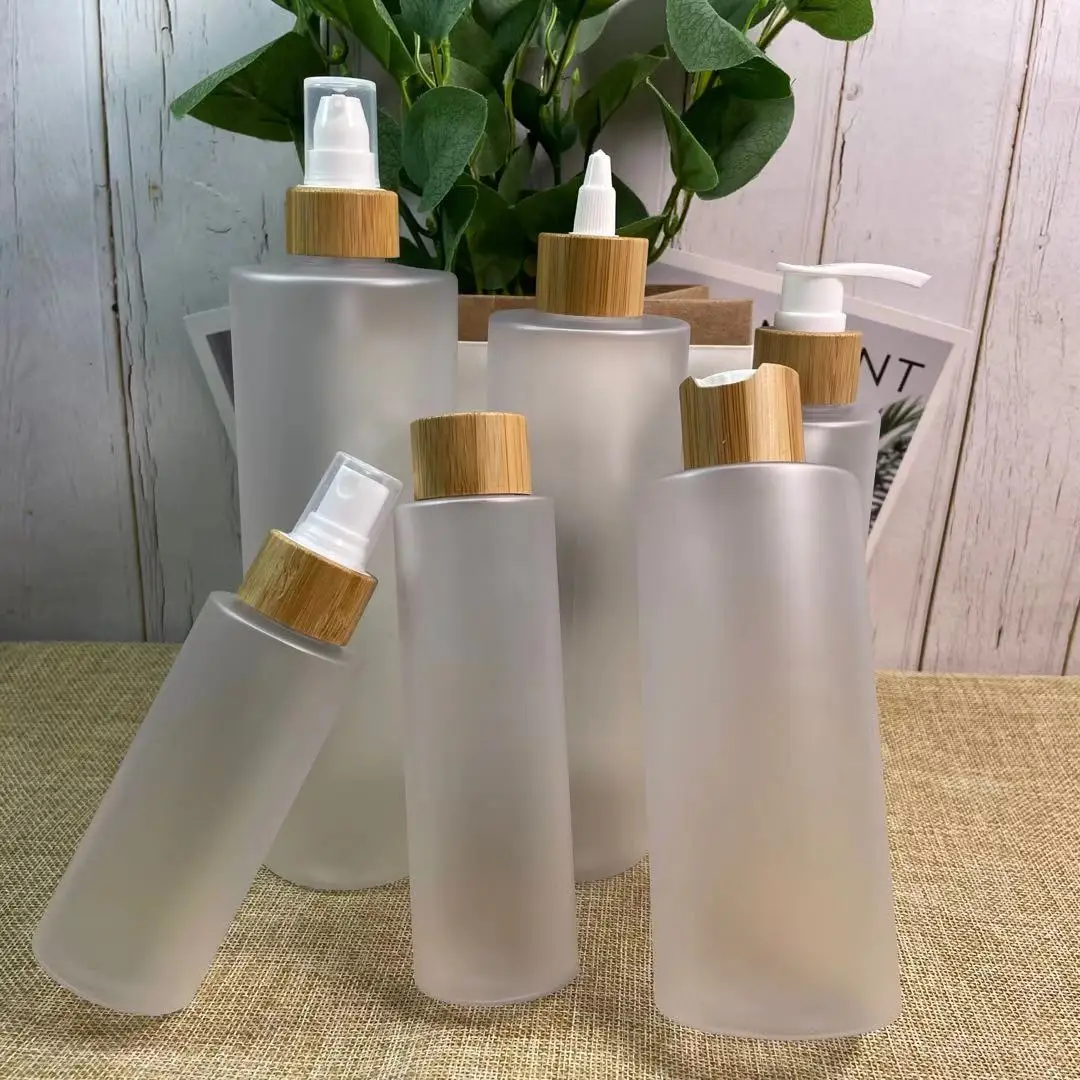 Kozmetični Spray Steklenico Z Bambusa Losjon Pokrov Mlečno Belo Plastično Posodo za Nego Kože Pakiranje Steklenica za Lepoto Las Orodja 10 oz