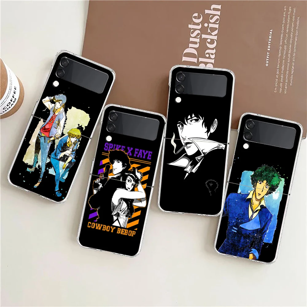 Cowboy Bebop Anime Jasno Primeru Telefon Za Samsung Galaxy Ž Flip 3 4 5 G Trdo Zložljivo PC Lupini Za Samsung Z Flip3 Prozoren Pokrov