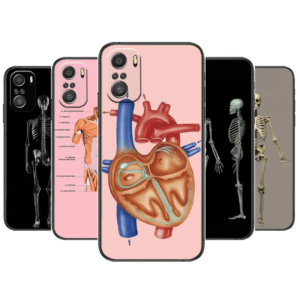 Človeško Anatomijo Medicinske Primeru Telefon Za xiaomi mi 11 Lite pro Ultra 10 9 8 MIX 4 KRAT 10T 5g Črni Pokrov Silikonski Nazaj Prett