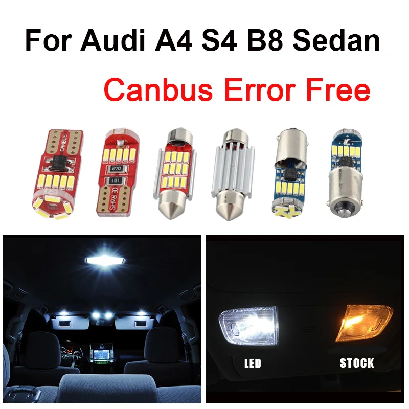 18pcs Canbus Napak LED Sijalke Notranje zadeve Zemljevid Dome Luč Primerna Za Audi A4 S4 RS4 B8 Quattro Limuzina 2009-2015 registrske Tablice lučka
