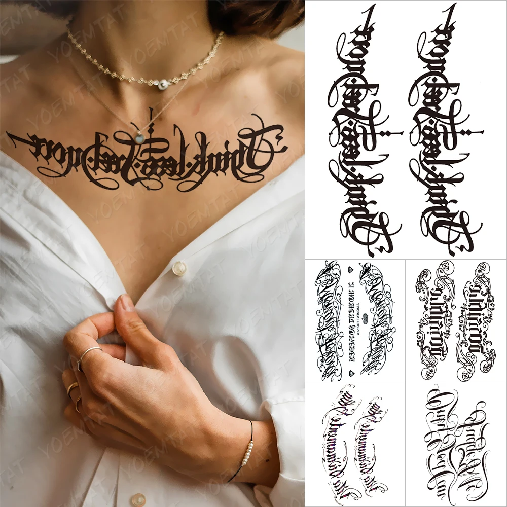 Rokopis Pisave Nepremočljiva Začasni Tattoo Nalepke Besedila Word Chicano Napis Body Art Roko Zapestje Ponaredek Tattoo, Za Ženske In Moške