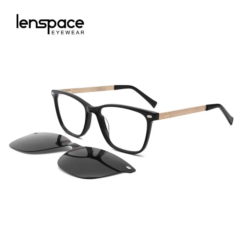 Lenspace Polarizirana Kvadratnih Sončna Očala Ženske Magnetna Sponka Na Zlitine Stopnjo Očala Modre Svetlobe Acetat Očala Okvir Glases