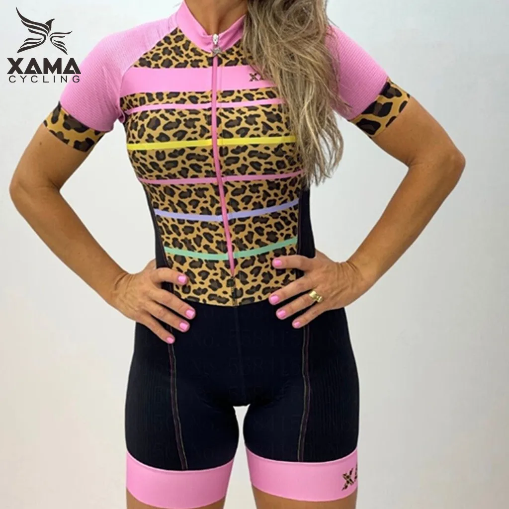 Macaquinho De Ciclismo Xama Kolesarjenje Ženske Seksi Leopard Kratkimi Rokavi Jumpsuit Tri Obleko Kolesarske Dirke Oblačil Pro 2XS-4XL Velikost