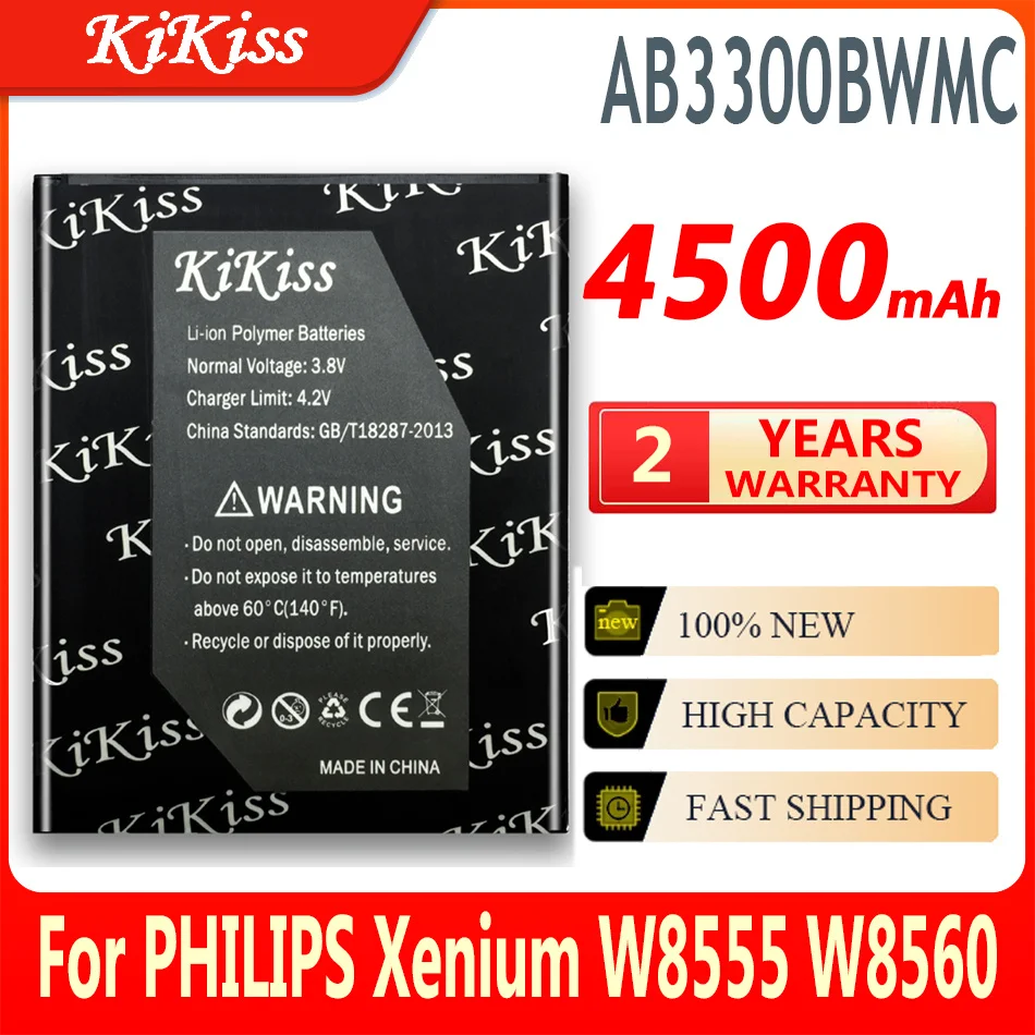 AB3300BWMC 4500mAh Visoko Zmogljivost Baterije Za PHILIPS Xenium W8555 W8560 CTW8560 CTW8555 Mobilni Telefon