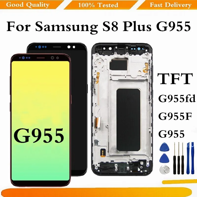 100% Preizkušen LCD zaslon Za Samsung Galaxy S8 plus LCD-Zaslon, občutljiv na Dotik Računalnike G955fd G955F G955 Lcd Zaslon Z Okvirjem