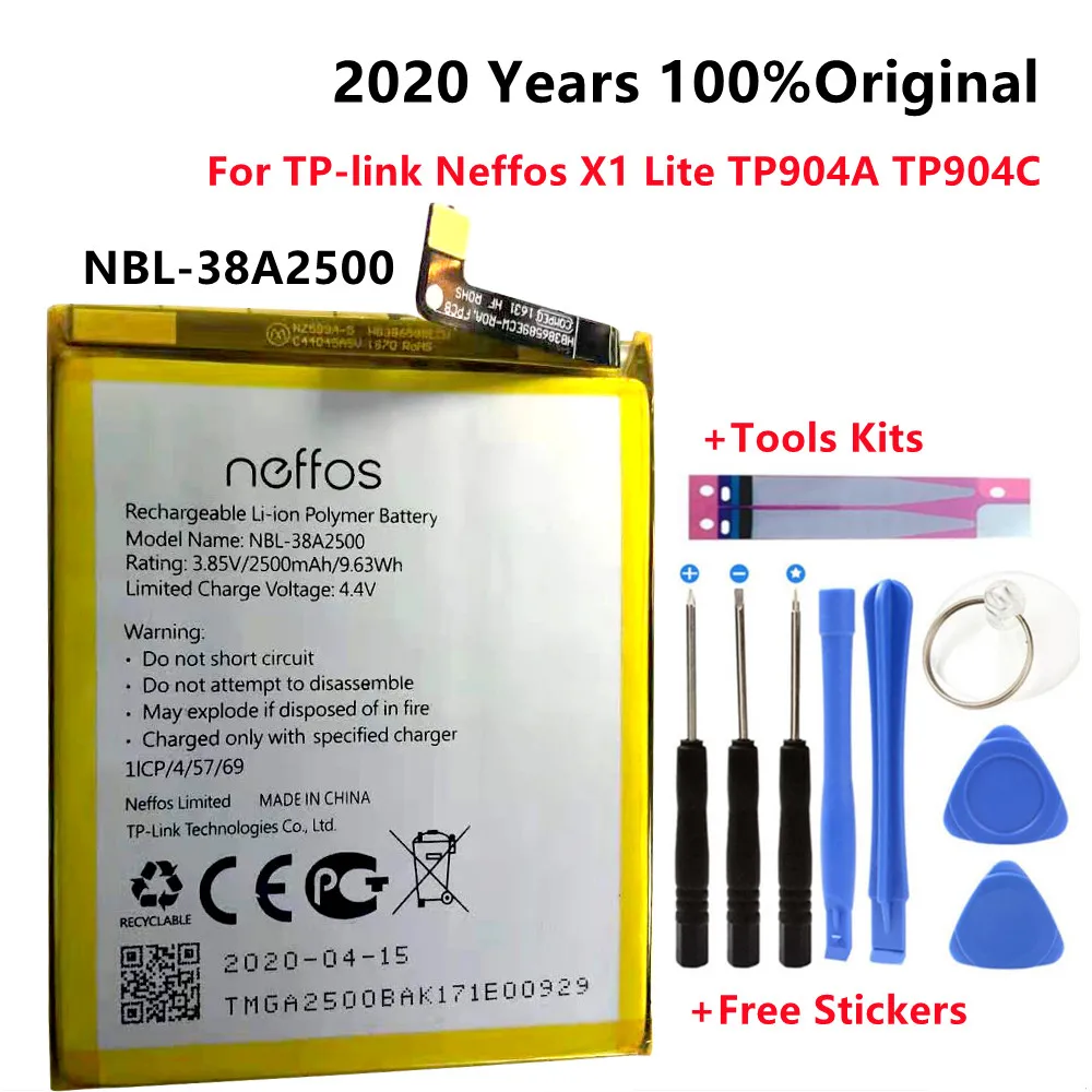 NOVO leto 2020 YearsOriginal 2500mAh NBL-38A2500 baterija Za TP-link Neffos X1 Lite TP904A TP904C Mobilni telefon+Orodij Kompleti