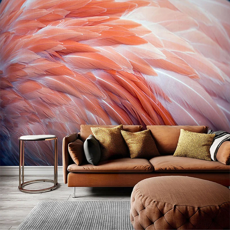 Po meri Foto Ozadje Nordijska 3D Flamingo Pero Zidana Slike Spalnica, Dnevni Prostor Kavč Ozadju Doma Dekor Steno Pokrivna