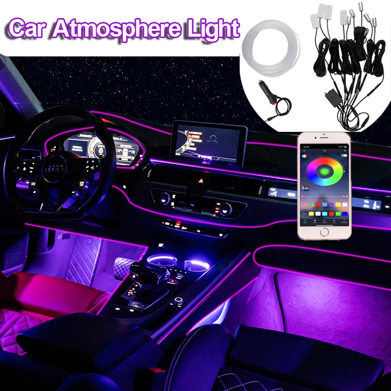 Avto Notranje Vzdušje LED, Neon, Luči Za Tesla Model 3 Y BMW Benz Dekoracijo Pribor RGB Okolja Trakovi Luči App Nadzor