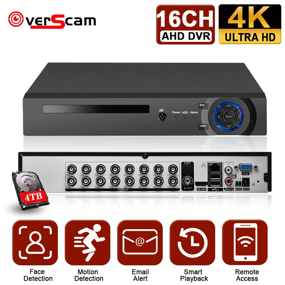 H. 265 4K 16CH AHD DVR XMEYE HVR 16 Kanal 8MP Hibridni DVR NVR Varnostni Nadzor Snemalnik P2P CCTV DVR Digitalni Video Snemalnik