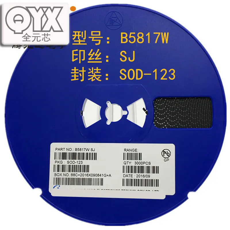 1000PCS/VELIKO B5817W silkscreen SJ SOD-123 1A 1206 Čip diode Schottky diode 1N5817W