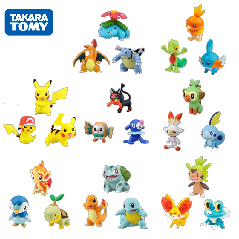 TOMY Pokemon Miniaturne Igrače za Otroke Prvega Partnerja Niz Yusan Družino Japonske Animacije Perifernih Pickachu Model