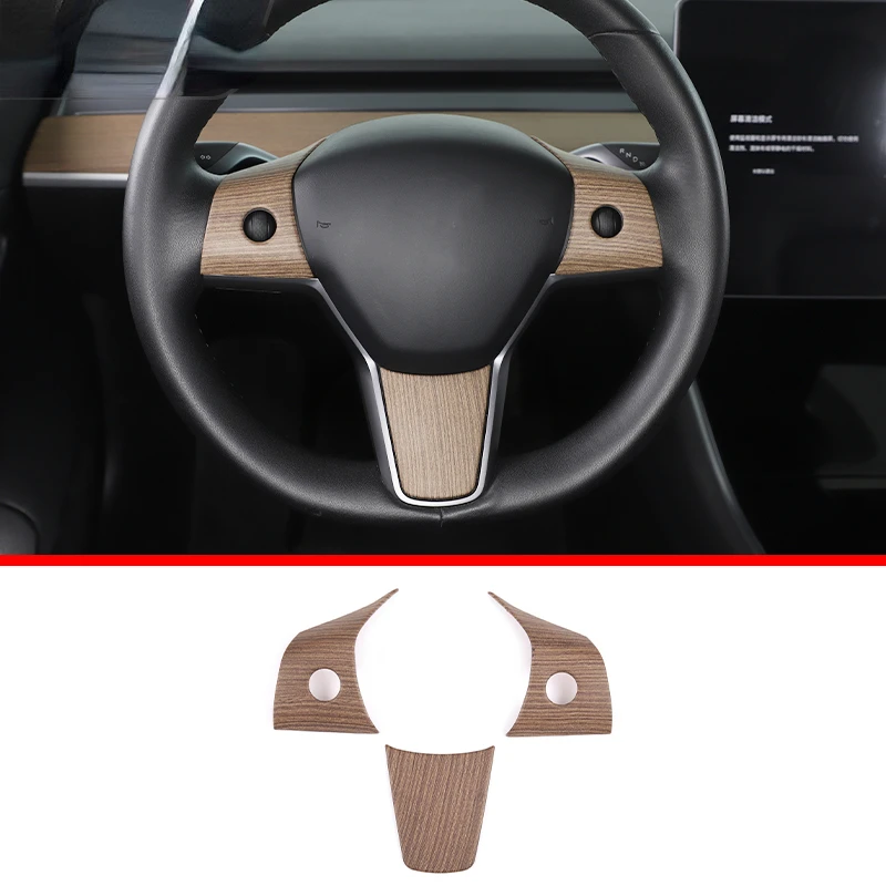 ABS Hruškovega Lesa Zrn Volan Trim Okvir Za Tesla Model 3 2017-2021 Modeliranje Nalepki Notranjosti Zaščitna Oprema